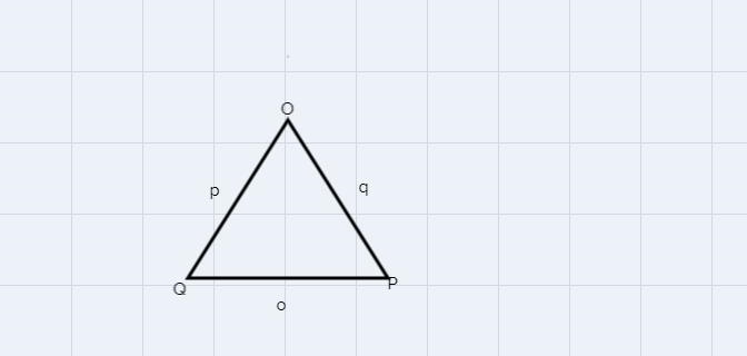 Law of Cosines (SSS)In ΔOPQ, o = 700 cm, p = 840 cm and q=620 cm. Find the measure-example-1