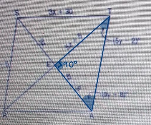 In the figure below, quadrilateral RATS is a rhombus with diagonals SA and TR interesting-example-5