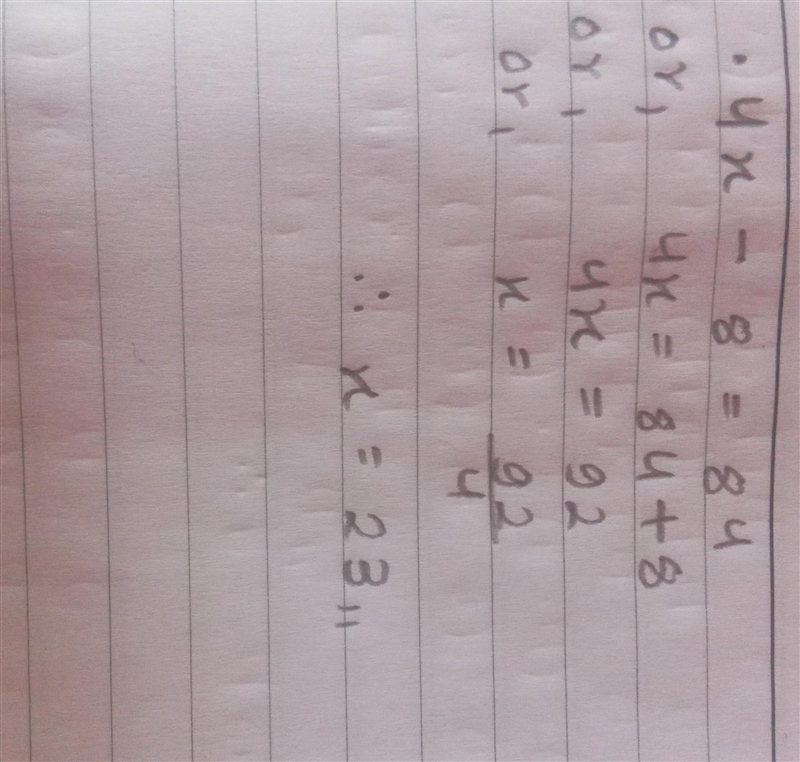 Eight subtracted from four times a number is 84. What is the number? A) Translate-example-1