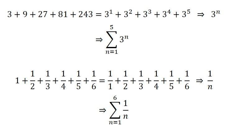 Rewrite each series using sigma notation: a) 3+9+27+81+243 b) 1+1/2+1/3+1/4+1/5+1/6 ​ Can-example-1