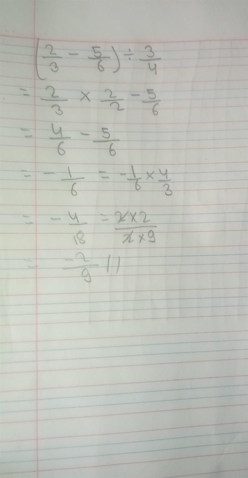 What is the Value of the expression (2/3 - 5/6) ——- 3/4-example-2