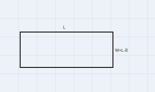 If the width is 8 less than the length, we could draw it like this. What would be-example-1