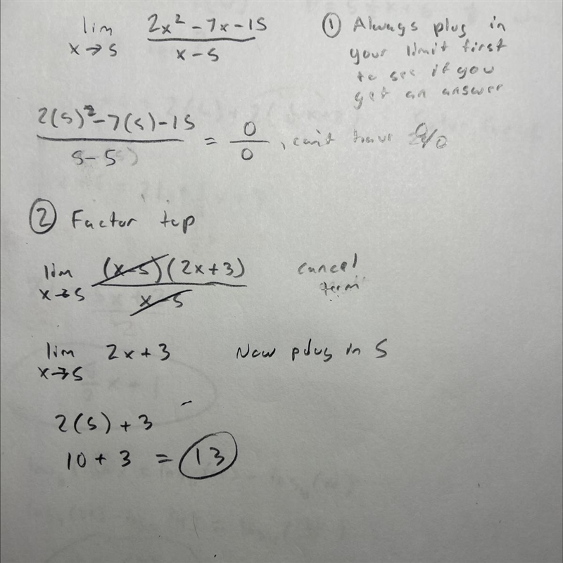 Factorize Lim 2x² - 7x -15/ x-5-example-1