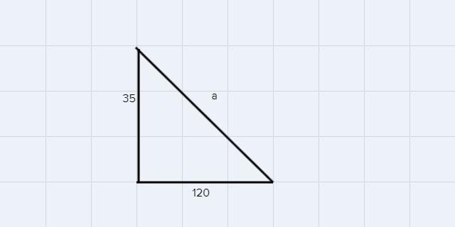 A right triangle has sides 35 and 120 use the Pythagorean theorem to find the length-example-1