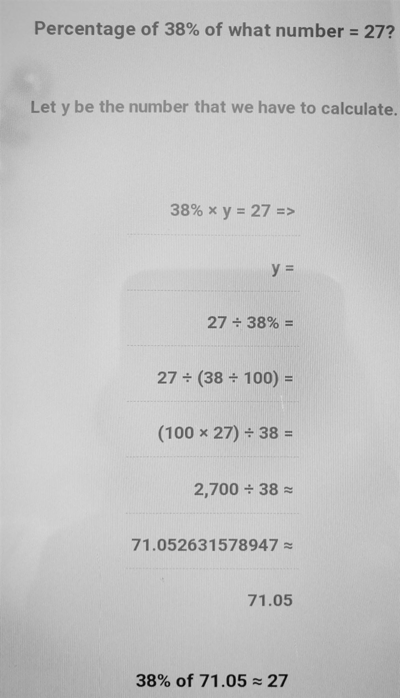 38% of what number is 27? (Round to the nearest tenth.)-example-1