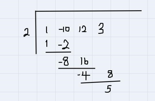 Use synthetic division to find the quotient and remainder when x^3-10x^2+12x+3 is-example-3