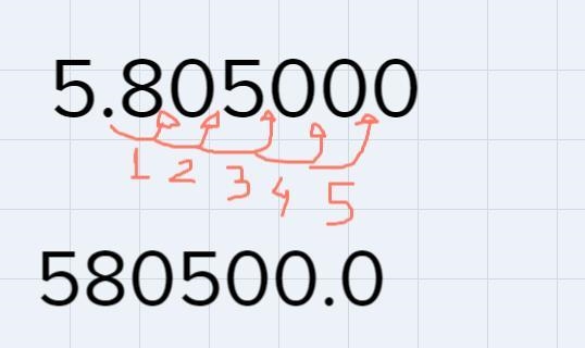 Write 5.805 X 10^5 in decimal form.-example-1