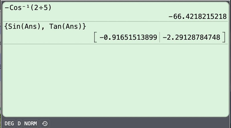 Given pi<0<2pi and cos 0=2/5 1)What is sin 0 2) What is tan 0 Show your work-example-1