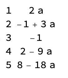 What is the third term of the sequence defined by the formula t₁ = 2a, t₂ = 3a - 1, and-example-1