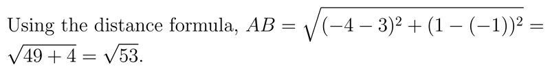 Find AB given A (-4,1) and B(3,-1)-example-1