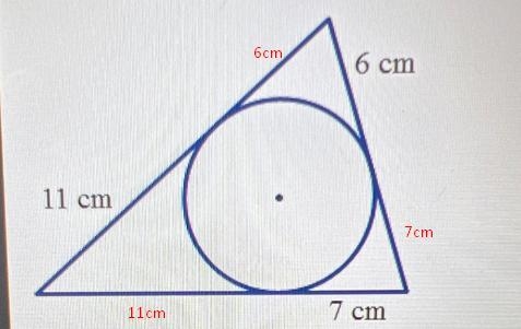 The circle is inscribed in the triangle. Find the perimeter of the triangle.A. 20 cmB-example-1