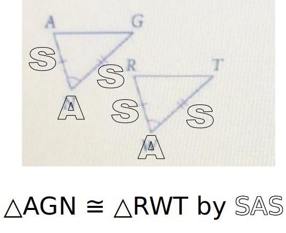 Is there enough information to prove the two triangles congruent? If so, write the-example-1