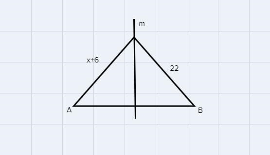 Find the value of x. m is the perpendicular bisected of AB-example-1