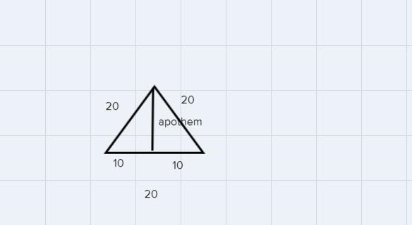 A regular hexagon has a radius of 20cm. Find the lengths of the apothem and a side-example-1