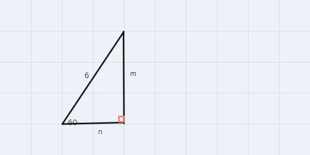 6 Which side is the short leg of this 30-60-90 triangle? 60° 72 m n 6-example-1