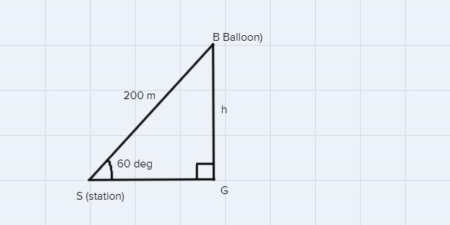 A balloon is connected to a meteorological station by a cable of length 200 m inclined-example-1