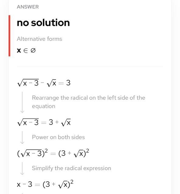 Help please√(x-3) -√(x) =3-example-1