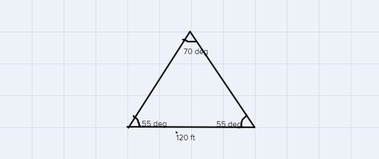 A pyramid has a square base of 120ft. On a side. The four slant faces are all congruent-example-1