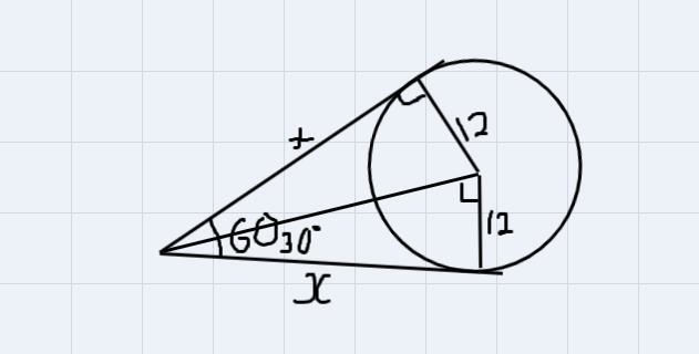 two segments from P are tangent to circle O. If the measure of and P is 60 and the-example-1