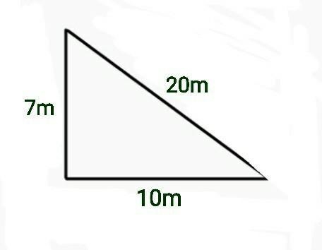 Calculate the leg of a right triangle whose area is 7m and its base is 10m What is-example-1