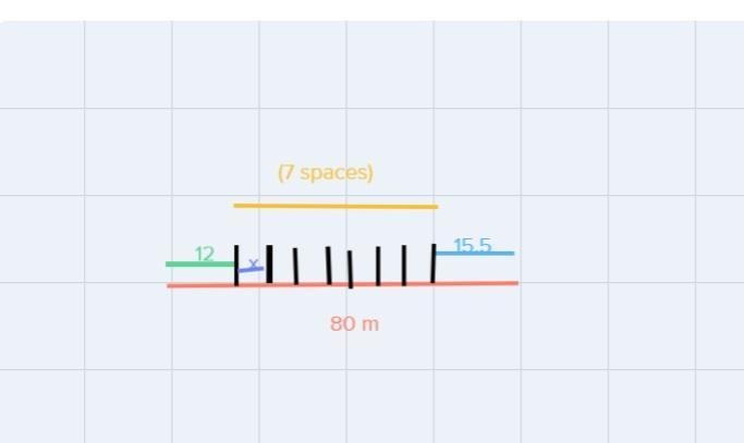 Andre is running in an 80-meter hurdle race. There are 8 equally-spaced hurdleson-example-3