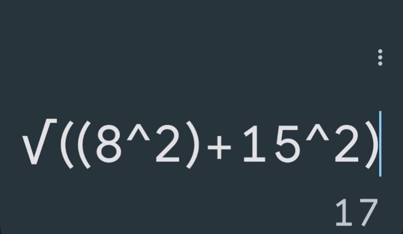 The sides of a triangle have lengths of 8 units, 15 units, and 17 units. Is it a right-example-1