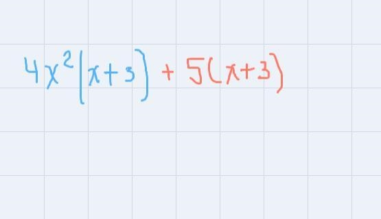 Which of the following is equivalent to (x + 3)(4x2 + 5)??O A. (x+3)(4x) : (x+3)(5)O-example-2