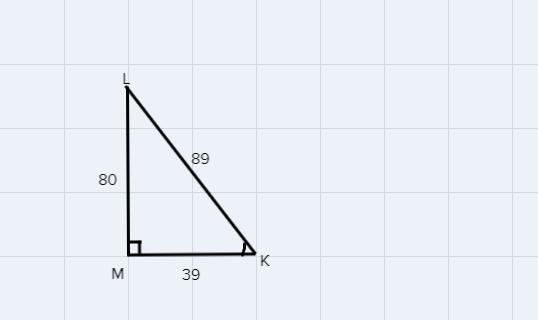 In AKLM, the measure of ZM=90°, LK = 89, ML = 80, and KM = 39. What ratiorepresents-example-1