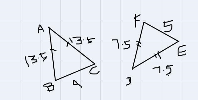 Are the triangles similar ? If yes state how-example-1