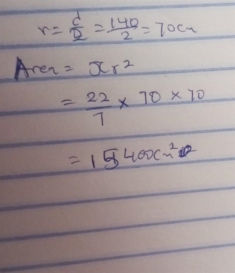 What is the area of a 140 cm table-example-1