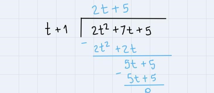 Factor trinomials using trial and error 2t^2 + 7t + 5-example-1