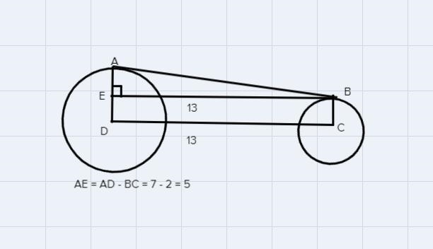 AB is a common external tangent to circles D and C. The points of tangency are at-example-1