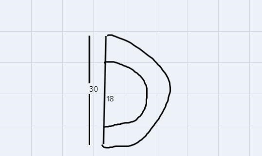 A park walkway surrounds a fountain as shown. Find the area of the walkway. Round-example-2