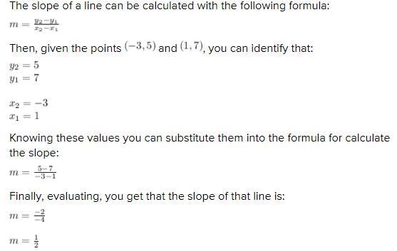 What is the slope of the line that passes through the points (-3, 5) and (1, 7)?-example-1