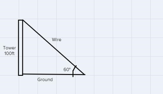 6. The guide wire to support a radio tower is positioned 100 feet upthe tower. It-example-1