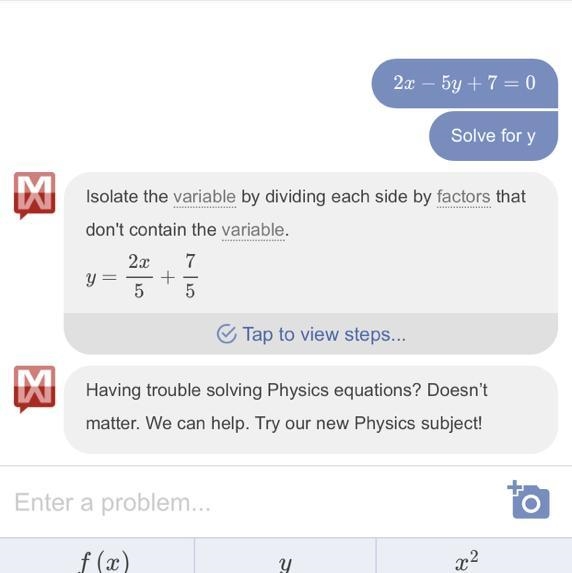 Find the y intercept of 2x - 5y + 7 = 0-example-1