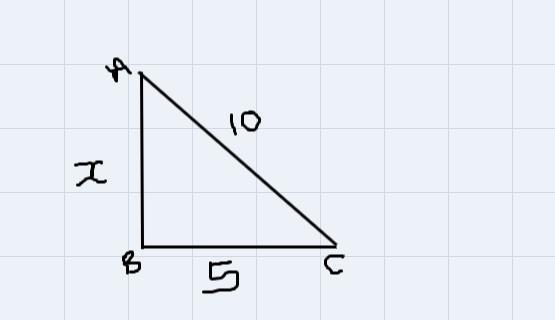 a 10-ft ladder is leaning against a house the basically ladder is 5 ft from the side-example-1