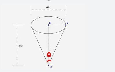 Part CImagine two line segments where each represents a slant height of the cone. The-example-1