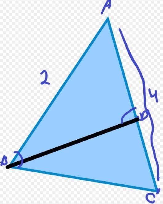 Given: Triangle ABC, D belongs to AC, measure of angle BDA= measure of angle ABC, AB-example-1