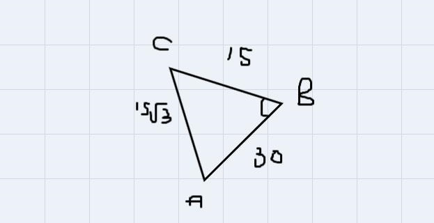 Triangle ABC has side lengths of a equals 15 three equals 15 square root three and-example-1