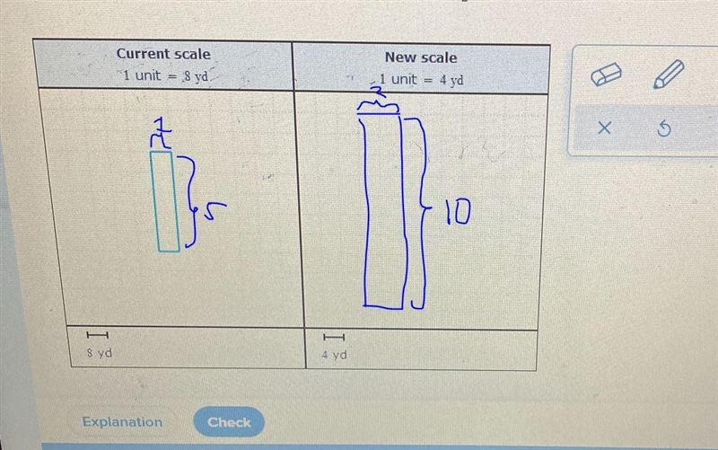 The figure below was made with a scale of 1 unitDraw the figure with a new scale of-example-1