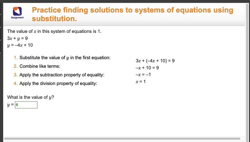 Someone help quickly pls :( Assignment Practice finding solutions to systems of equations-example-1