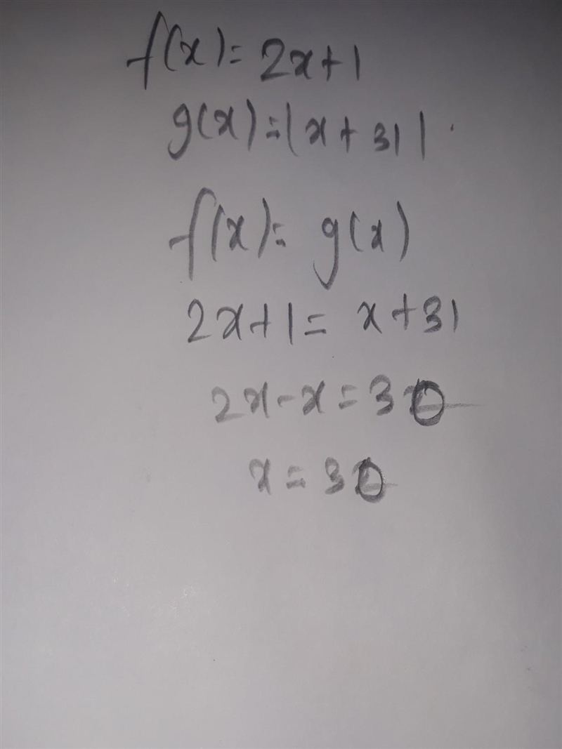 Given f(x) = x2 + 1 and g(x) = |x + 31| which value of x is a solution to the equation-example-1