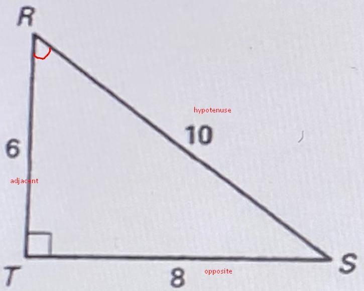 Find the cosine of angel R. Reduce the answer to the lowest terms.-example-1