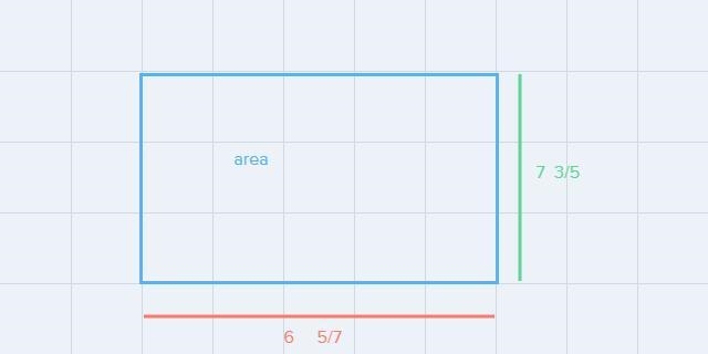 The width is 6 5/7 feet the length is 7 3/5 ft what is the area-example-1