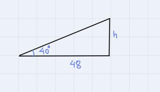 1. A barn roof has a 40° rise, and the barn is48 feet wide.a. How many feet does the-example-1