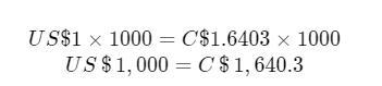 Tom is traveling to Canada and will change US$1,000 US dollars into CAD dollars. At-example-1