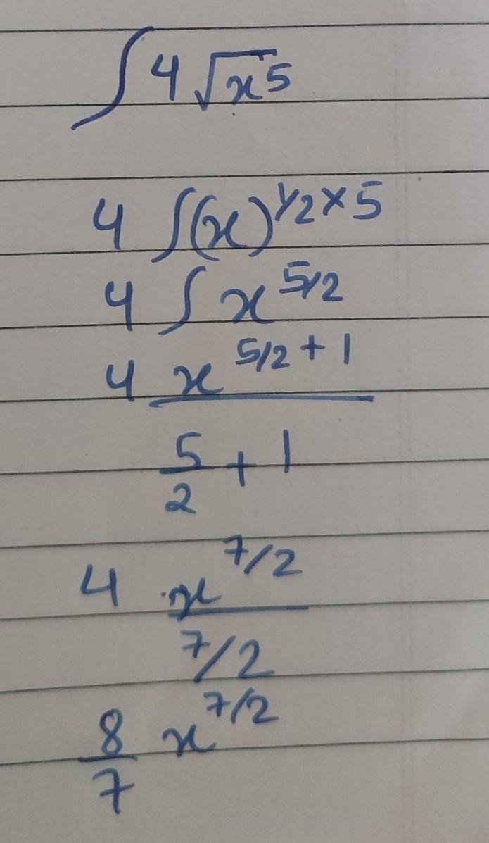 To Integrate 4√x^5 directly-example-1