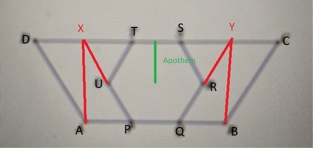 In trapezoid ABCD, sides AB and DC are on parallel lines. A regular hexagon PQRSTU-example-1