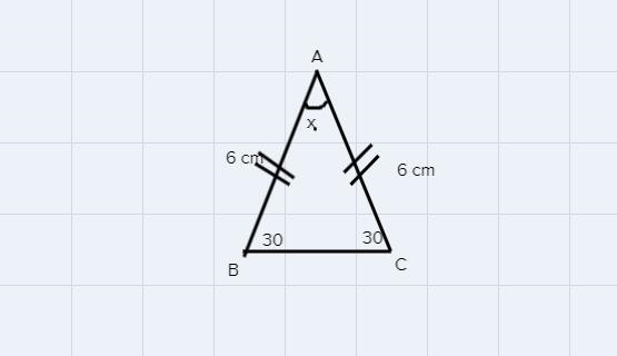 A triangle has a 30 degree angle and two sides that are each 6em in length. Select-example-1